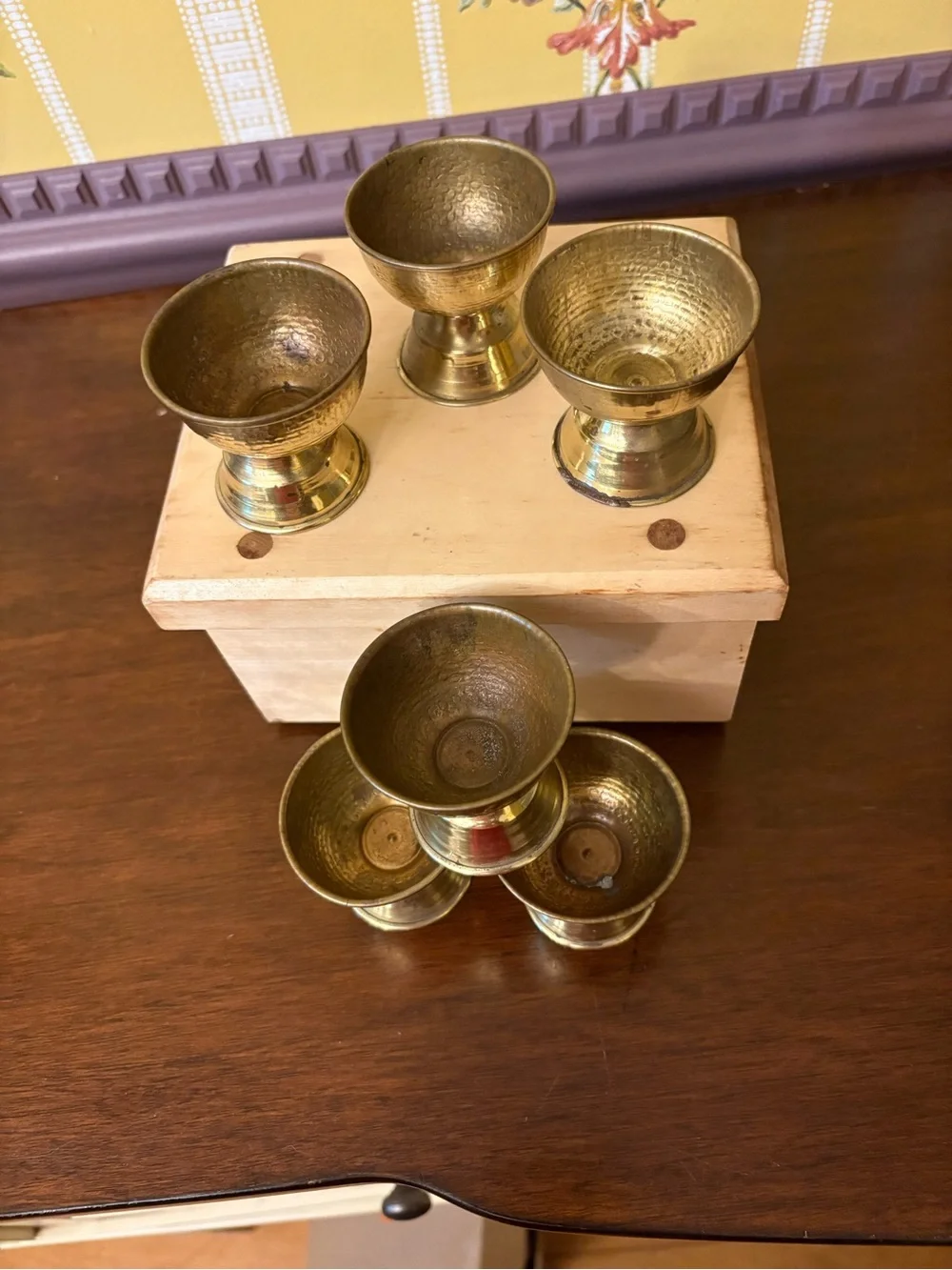 Set of 6 Vintage Brass Goblets - Gold Tone